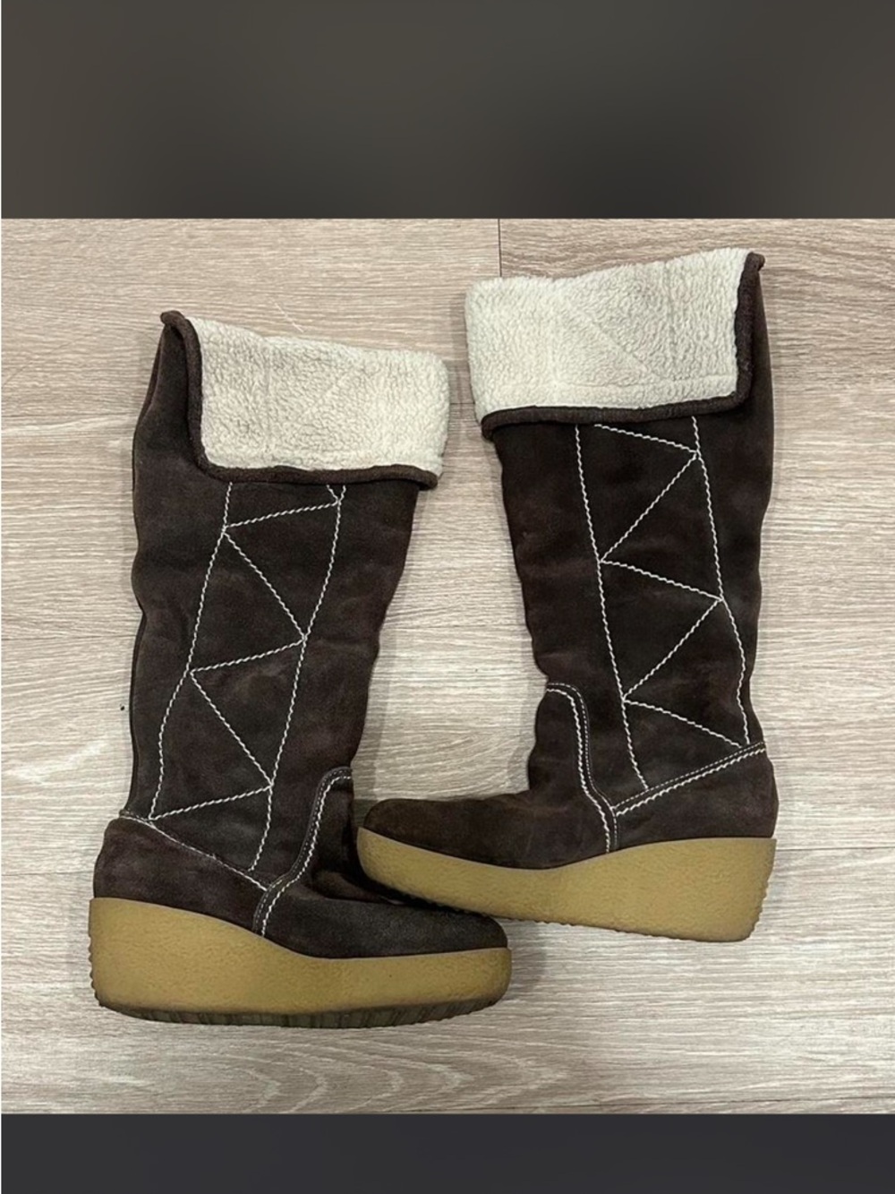 Michael Kors Women's Brown Faux-Shearling Wedge Boots